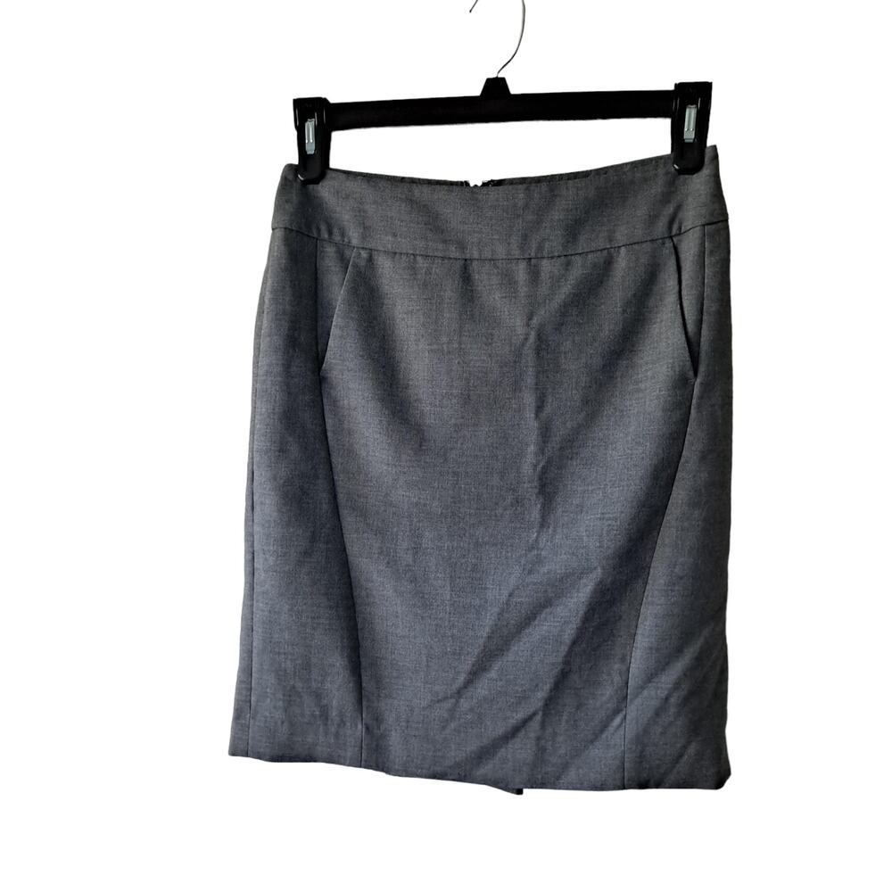 Ann Taylor Loft Gray Heather Lined Mini Pencil Skirt with Side Pockets - 4P